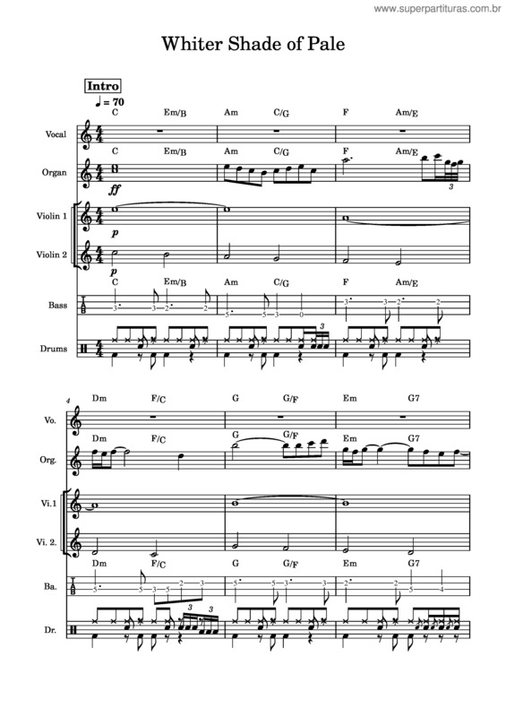 Partitura da música A Whiter Shade Of Pale – Procol Harum v.5