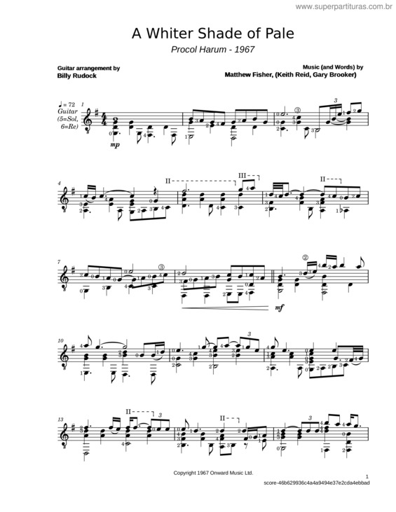 Partitura da música A Whiter Shade Of Pale – Procol Harum v.6