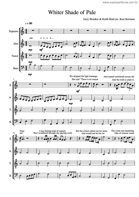 Partitura da música A Whiter Shade Of Pale – Procol Harum Whiter Shade Of Pale