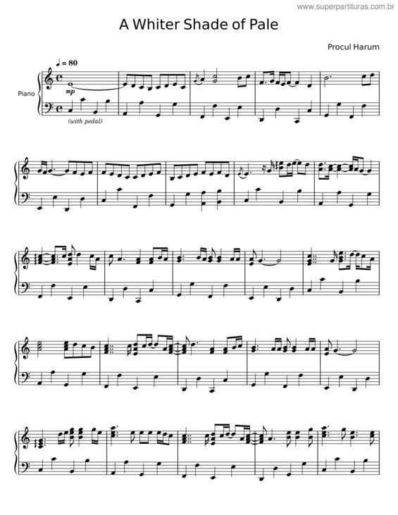 Partitura da música A Whiter Shade Of Pale – Procul Harum v.2