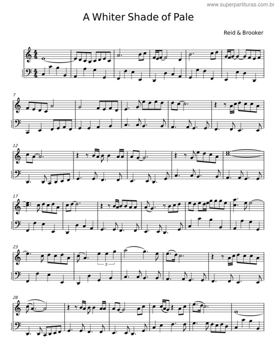 Partitura da música A Whiter Shade Of Pale – Reid & Brooker
