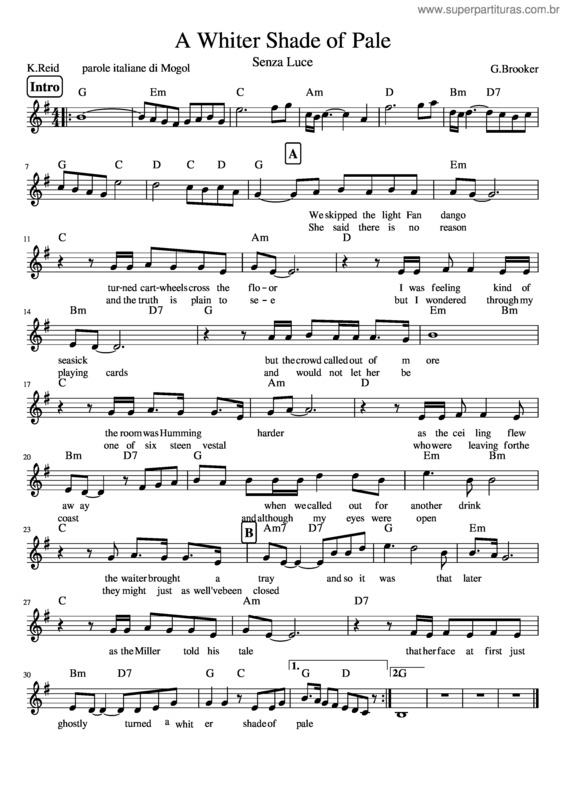 Partitura da música A Whiter Shade Of Pale v.11