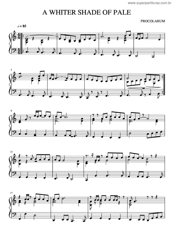 Partitura da música A Whiter Shade Of Pale v.14