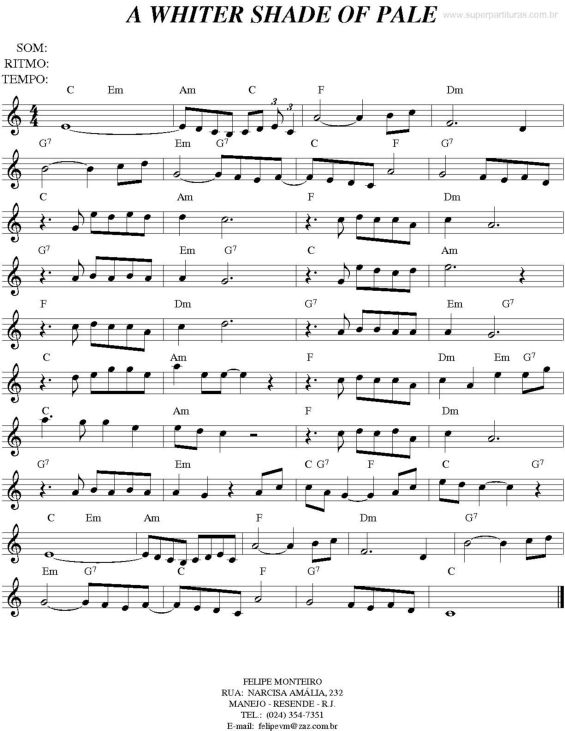 Partitura da música A Whiter Shade Of Pale v.2