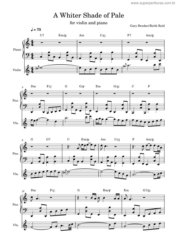 Partitura da música A Whiter Shade Of Pale v.27