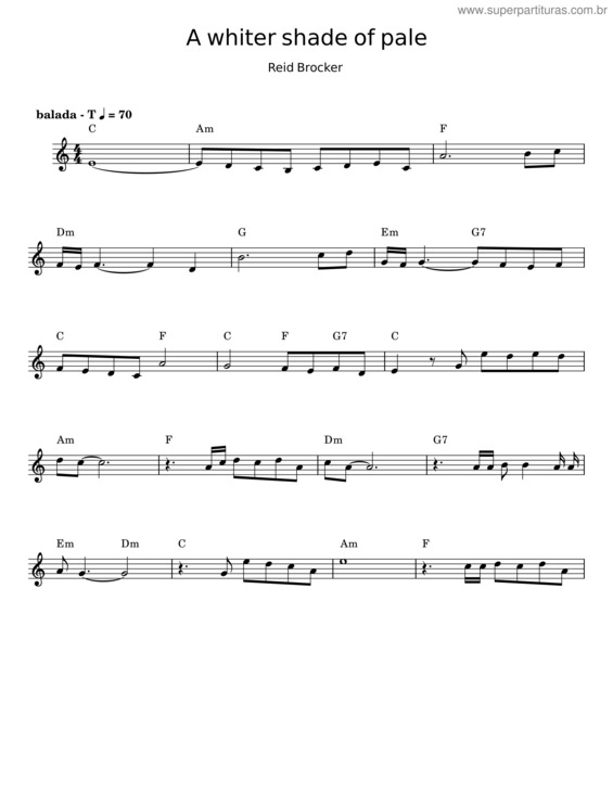 Partitura da música A Whiter Shade Of Pale v.30