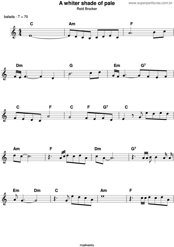 Partitura da música A Whiter Shade Of Pale v.9