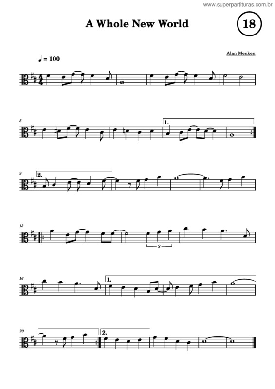 Partitura da música A Whole New World – Alan Menken A Whole New World – Viola