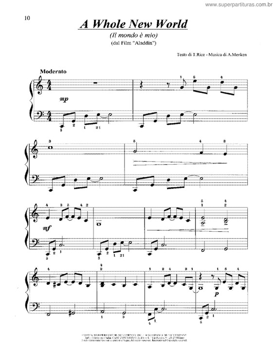 Partitura da música A Whole New World v.3