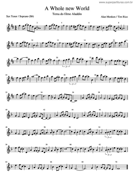 Partitura da música A Whole New World v.5