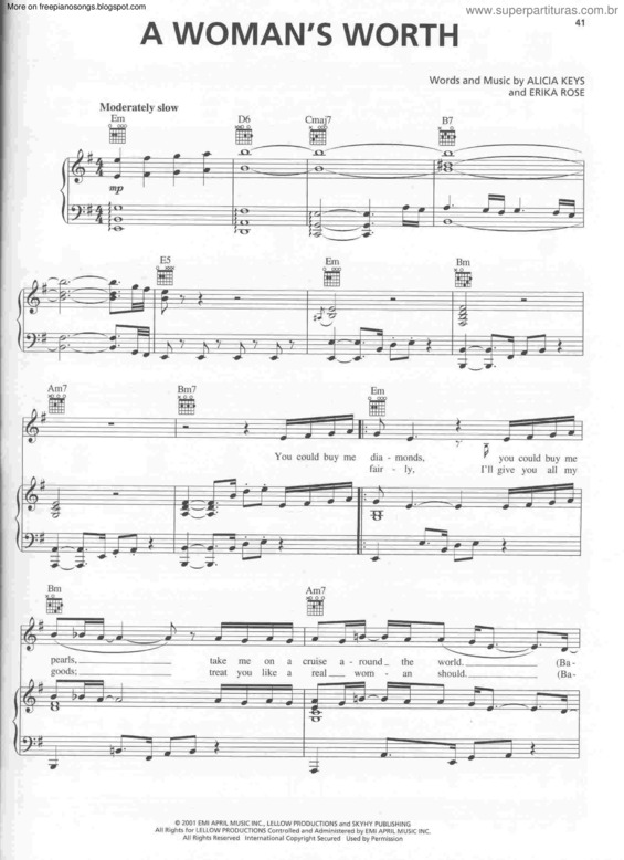 Partitura da música A Womans Worth