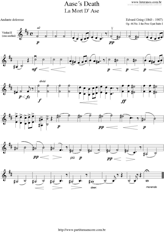 Partitura da música Aase`s Death v.3