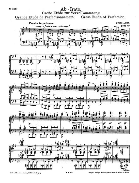 Partitura da música Ab Irato S.143