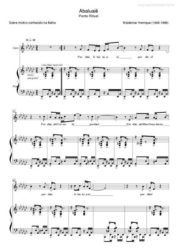 Partitura da música Abaluaiê