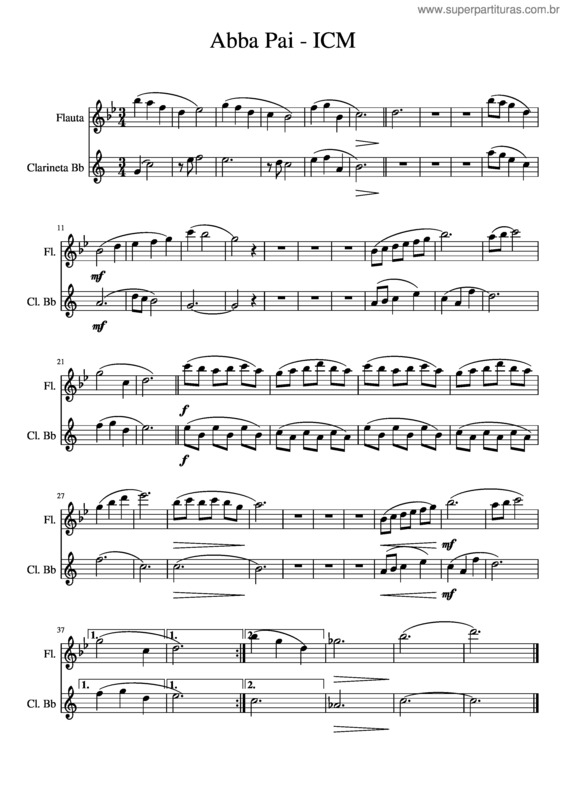 Partitura da música Abba Pai Icm