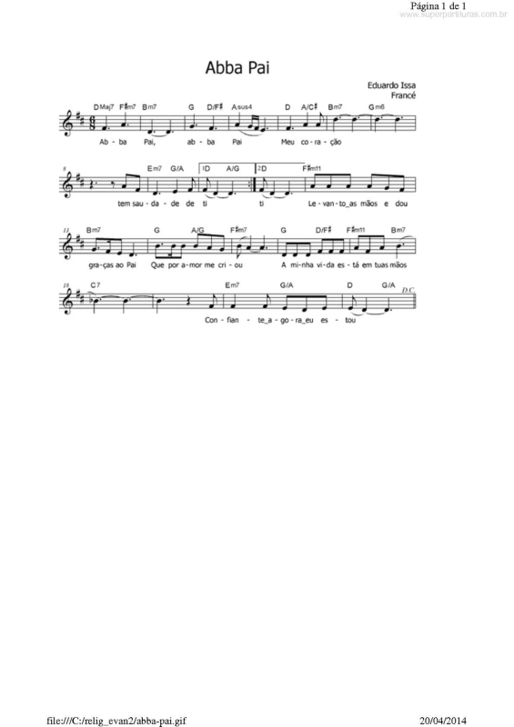 Partitura da música Abba Pai
