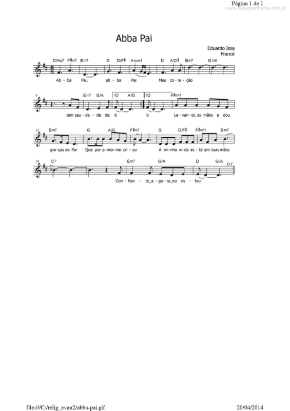 Partitura da música Abba Pai