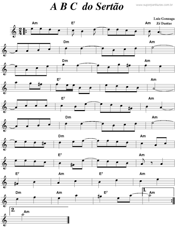 Partitura da música ABC do Sertão v.2
