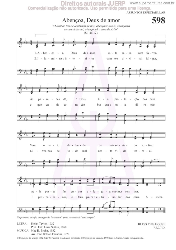 Partitura da música Abençoa, Deus De Amor - 598 HCC v.2
