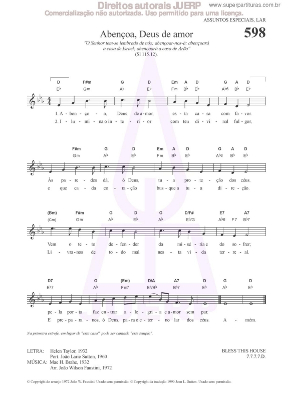 Partitura da música Abençoa, Deus De Amor - 598 HCC