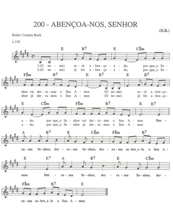 Partitura da música Abençoa-nos Senhor