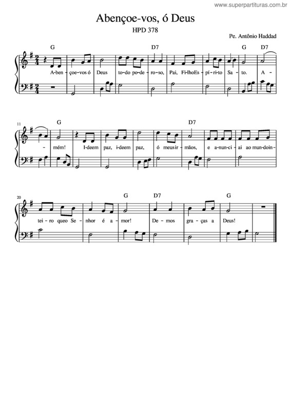 Partitura da música Abençoe-Vos Ó Deus