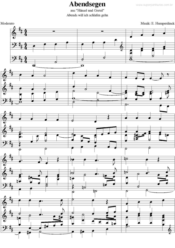 Partitura da música Abendsegen