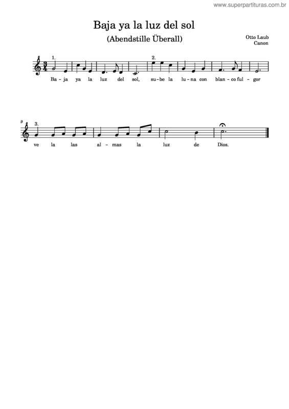 Partitura da música Abendstille Überall –  Baja Ya La Luz Del Sol