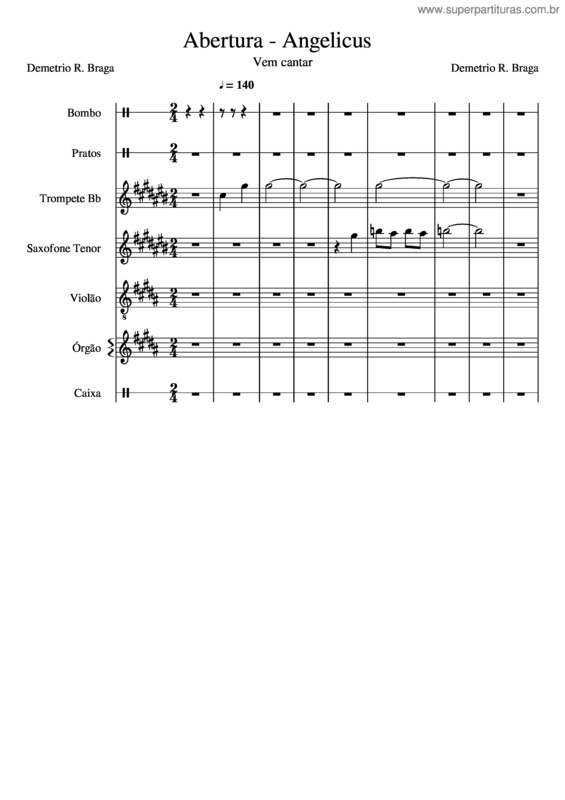 Partitura da música Abertura – Angelicus