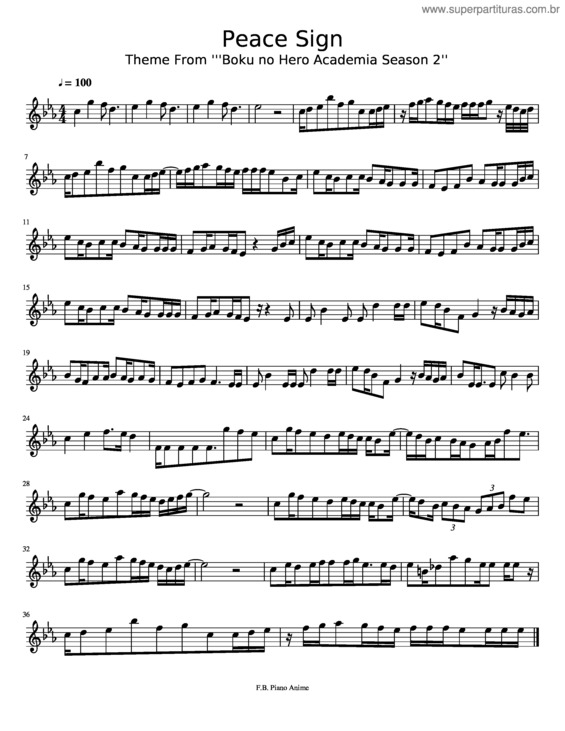 Partitura da música Abertura Boku No Hero Academia