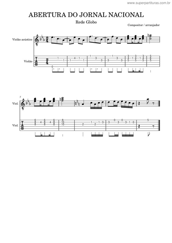 Partitura da música Abertura Do Jornal Nacional