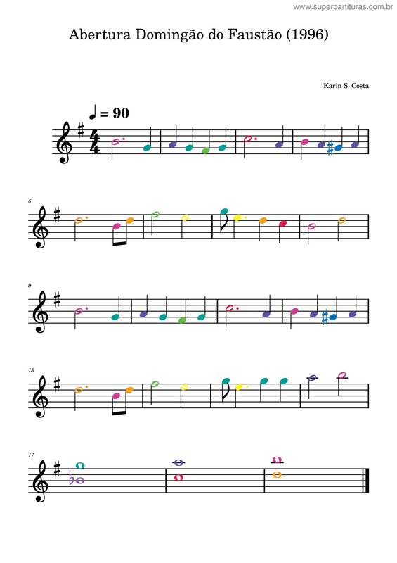 Partitura da música Abertura Domingão Do Faustão