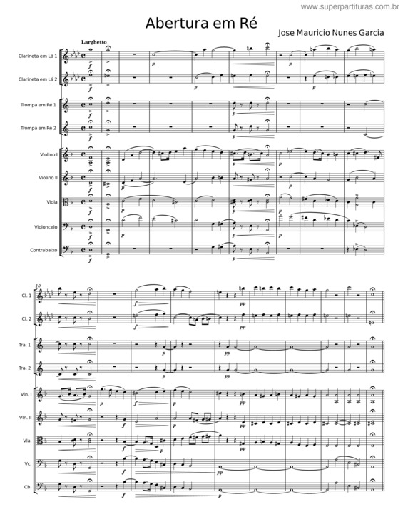 Partitura da música Abertura Em Ré – José Mauricio;Nunes Garcia;Myrna Herzog v.2