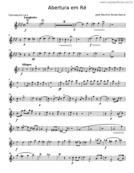 Partitura da música Abertura Em Ré – José Maurício Nunes Garcia v.2