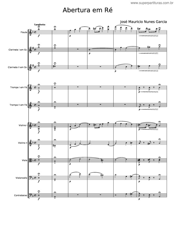 Partitura da música Abertura Em Ré – José Maurício Nunes Garcia