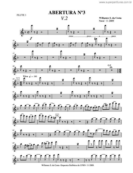 Partitura da música Abertura nº 3 v.2