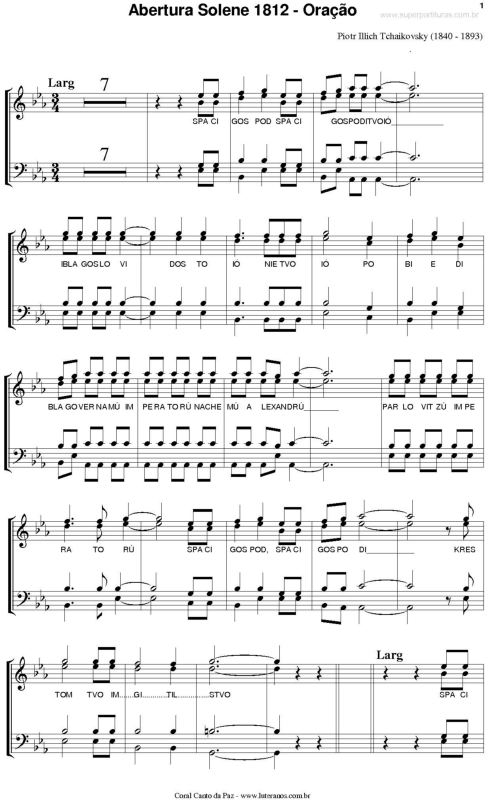 Partitura da música Abertura Solene 1812