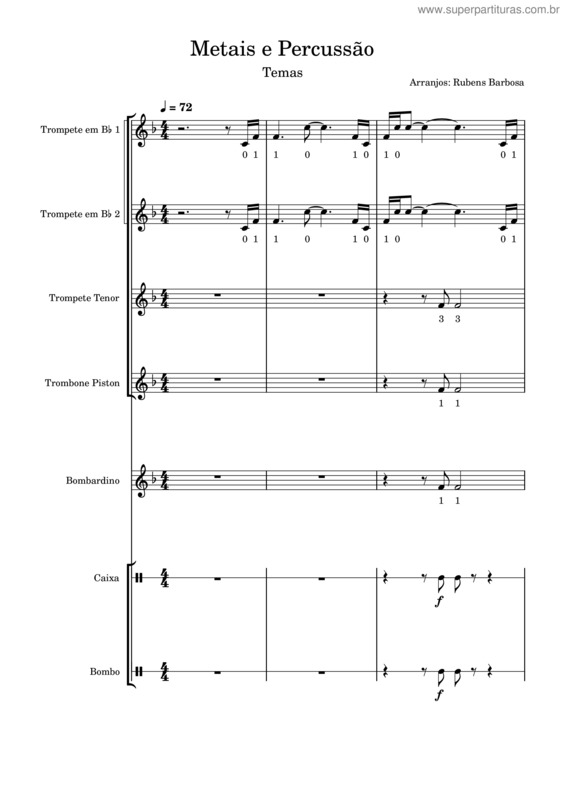 Partitura da música Abertura Universal Studio