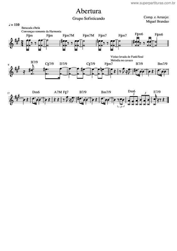 Partitura da música Abertura v.3