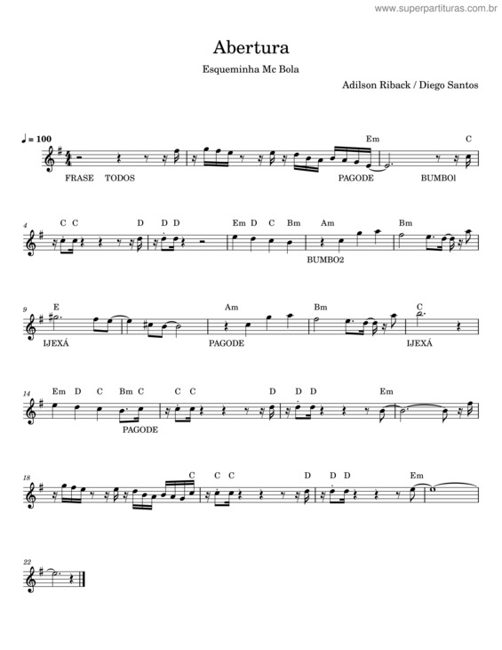 Partitura da música Abertura v.5