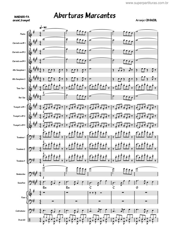 Partitura da música Aberturas Marcantes – Cb Raiol