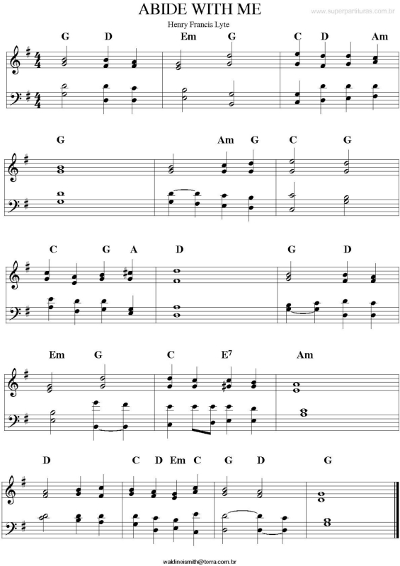 Partitura da música Abide With Me