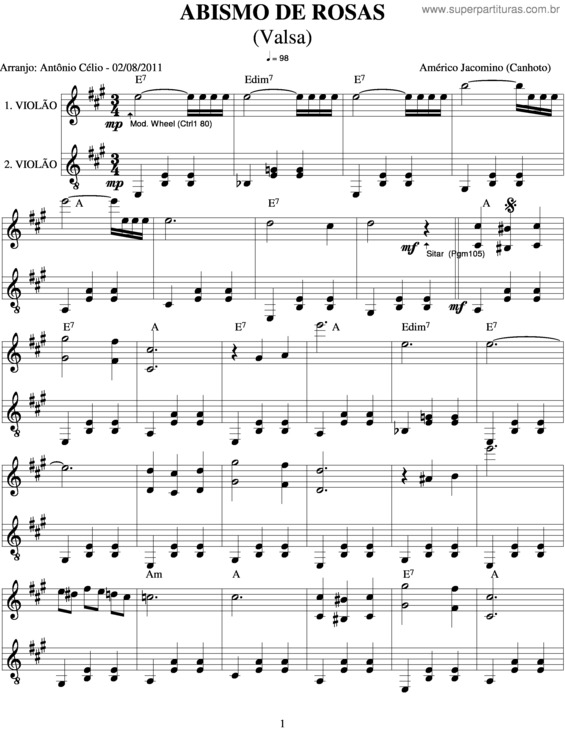 Partitura da música Abismo De Rosas v.4