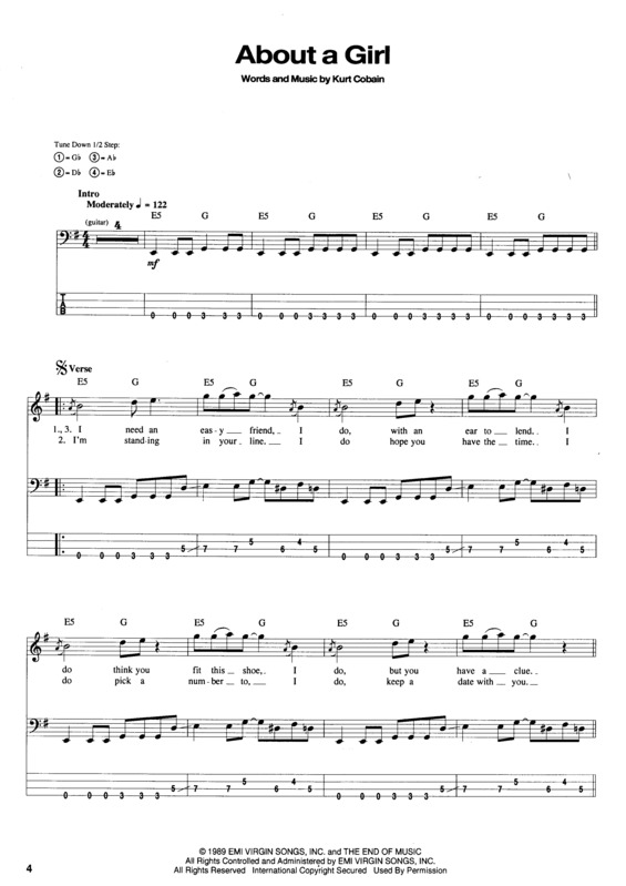 Partitura da música About A Girl v.3