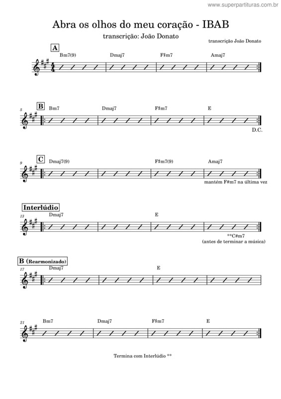 Partitura da música Abra Os Olhos Do Meu Coração – Ibab