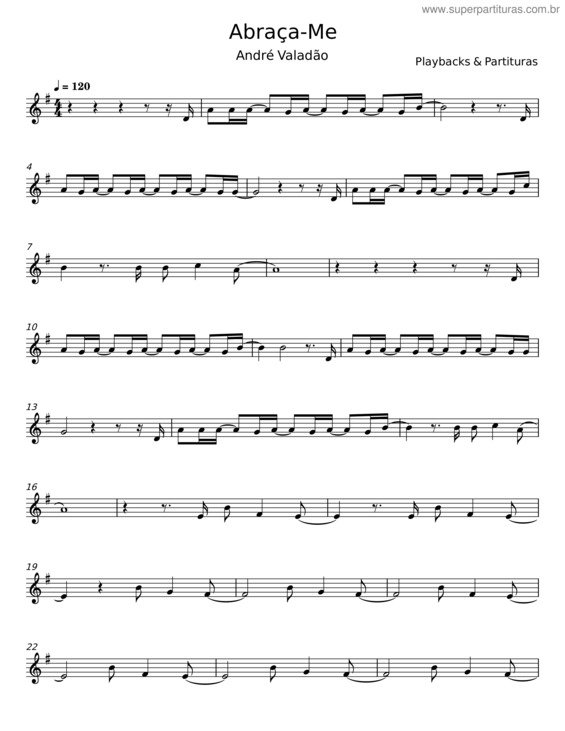 Partitura da música Abraça–Me – André Valadão