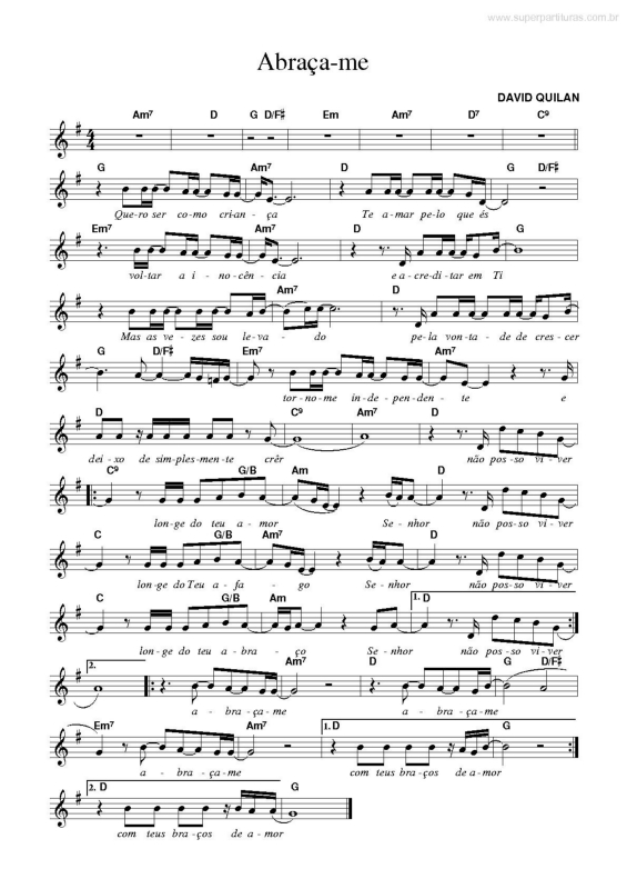 Partitura da música Abraça-Me v.3