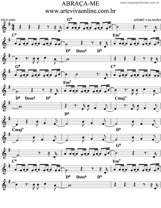 Partitura da música Abraça-Me v.4