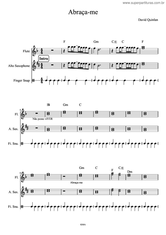 Partitura da música Abraça–Me v.6
