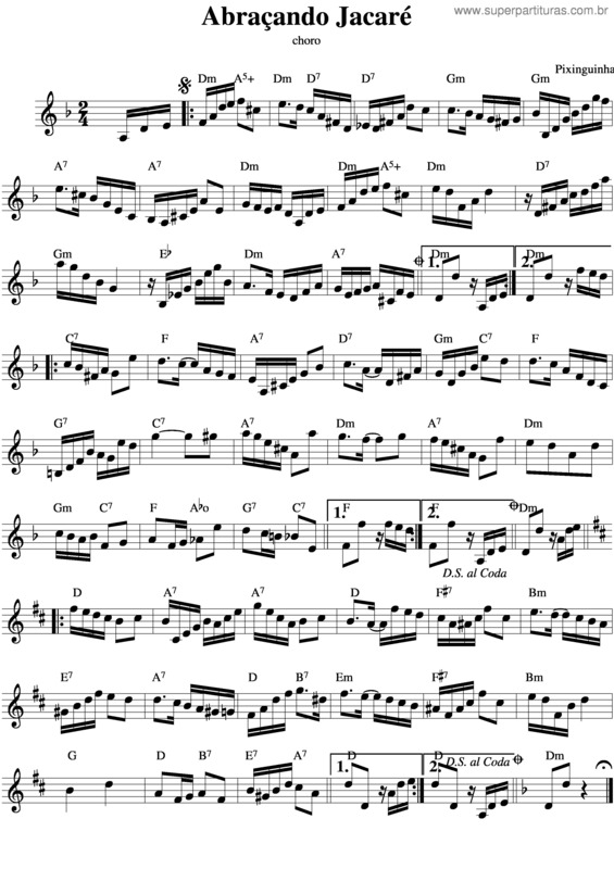 Partitura da música Abraçando Jacaré v.2